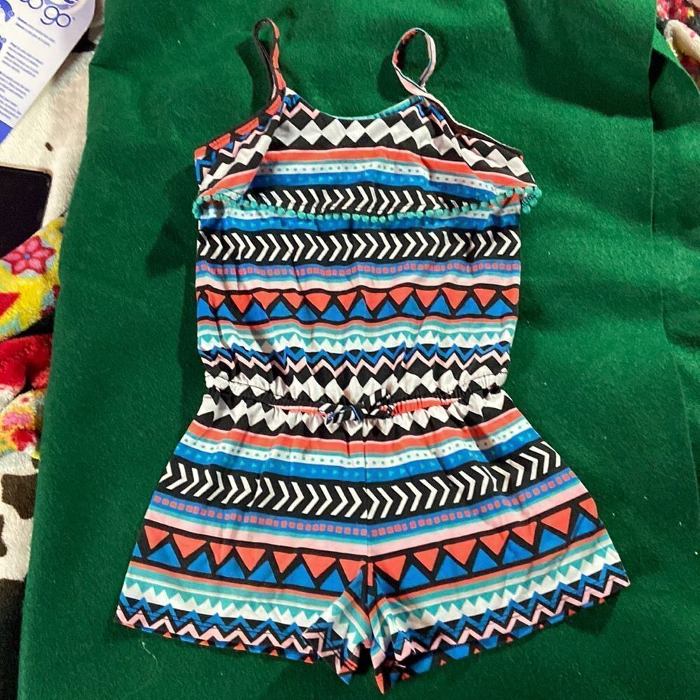 Okie Dokie Girls Romper Multicolor Tribal Print Size Large One-Piece Outfit